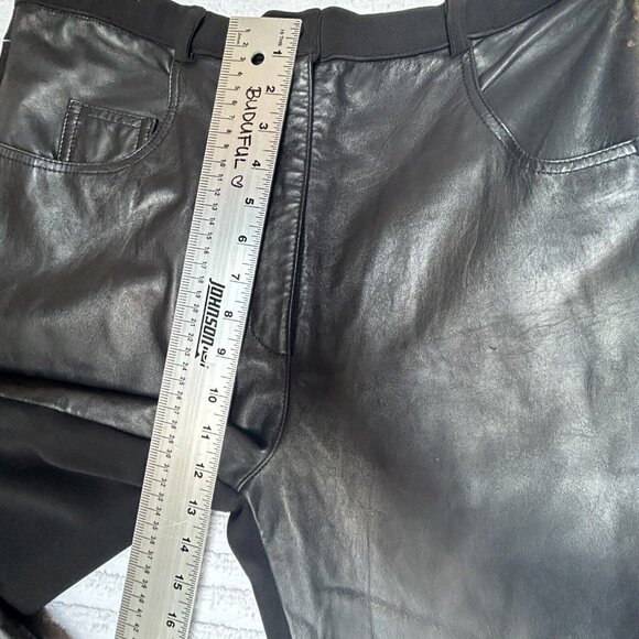 New Escalade Paris Womens High Rise Black Leather/Fabric Pants XL Elastic Waist - Picture 8 of 10